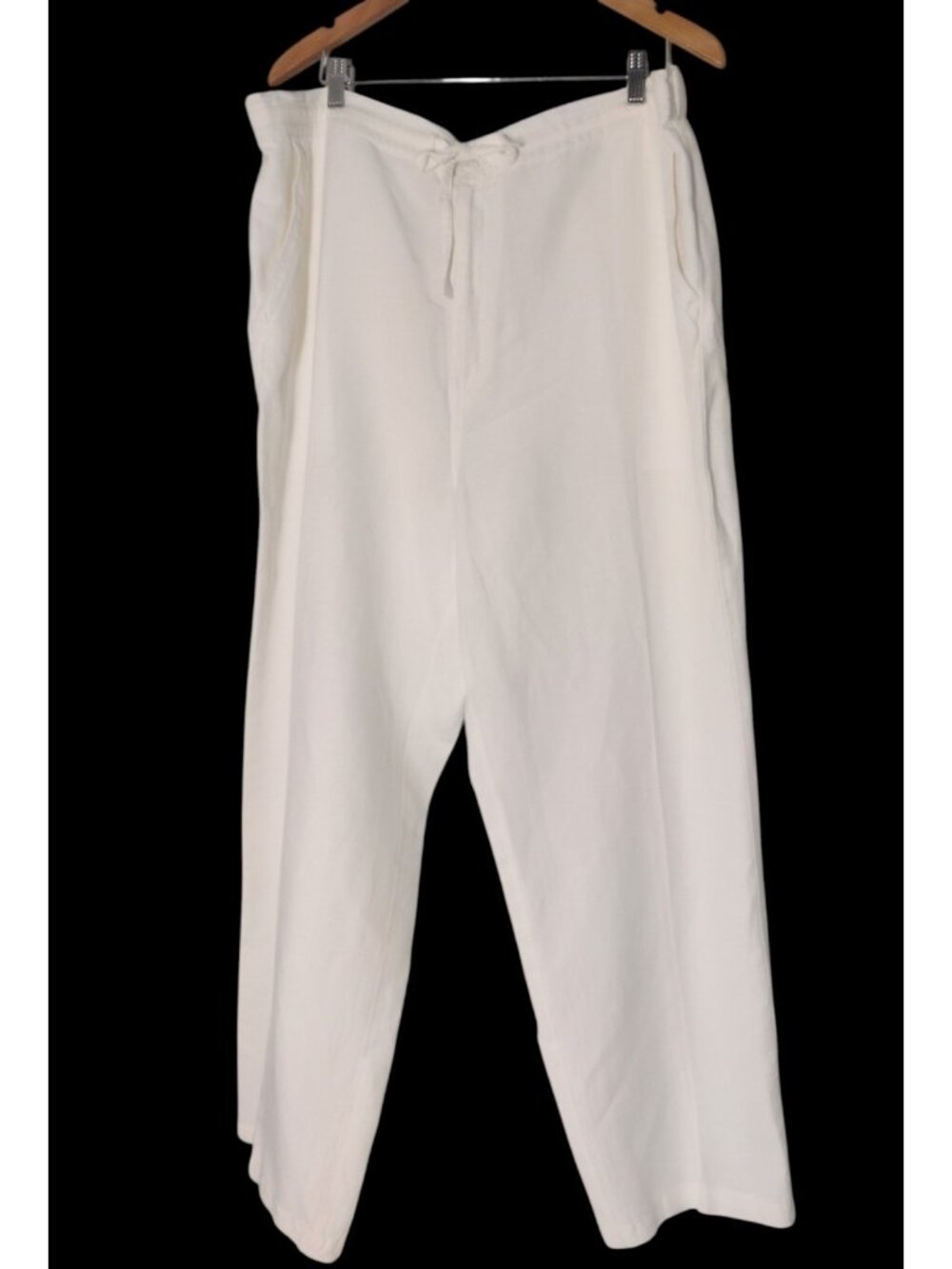 Cubavera Men's Wide Leg Linen Blend Drawstring Pants 2XB X 30 Cream Beach Casual